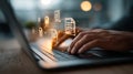 Innovative Digital Workflow with a Focus on Document Management and Efficient Data Processing on a Modern Laptop Royalty Free Stock Photo