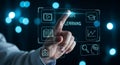 Innovative ELearning Concept with Digital Interface and a Hand Selecting Online Education Options Royalty Free Stock Photo