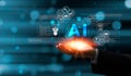 Innovative Futuristic AI Digital Chatbot Concept Virtual Conversation Assistant Using Internet Bot Application Technology Customer