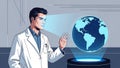 innovative futuristic scientist with globe Royalty Free Stock Photo