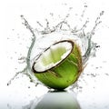 Innovative Green Coconut Eating Fruit In Water Splash Design Royalty Free Stock Photo