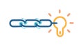 Innovative Idea Connection: Lightbulb Chain Link Icon, vector design Generative AI Royalty Free Stock Photo