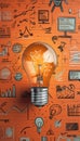 Innovative Ideas and Creative Solutions Concept Light Bulb Depicting Inspiration, Brainstorming, and Problem Solving in a Modern, Royalty Free Stock Photo