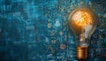 Innovative Ideas and Creativity Conceptualized Through Bright Light Bulb Symbolizing Knowledge and Inspiration with Technical and Royalty Free Stock Photo