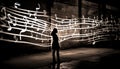 Innovative image where camera shutters transform into musical notes, playing a symphony