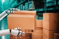 Innovative industry robot working in warehouse for human labor replacement Royalty Free Stock Photo