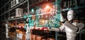Innovative industry robot working in warehouse for human labor replacement Royalty Free Stock Photo