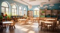 Innovative Learning Spaces. A Glimpse into the Modern Preschool Classroom. Generative AI Royalty Free Stock Photo