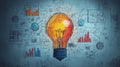 Innovative light bulb idea amidst analytical charts and graphs Royalty Free Stock Photo