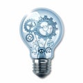 Innovative Lightbulb with Internal Gears Concept. Generative ai Royalty Free Stock Photo