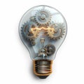 Innovative Lightbulb with Internal Gears Concept. Generative ai Royalty Free Stock Photo