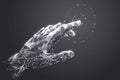 Abstract hand touching a virtual interface point representing digital interaction and command. Royalty Free Stock Photo