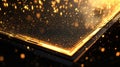 Innovative manufacturing process creating glowing golden particles on dark surface