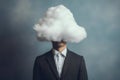 Innovative Mind: Businessman with Cloud Head.