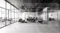 Innovative Modern Office Design: Architectural Wireframe Meets Contemporary Furniture