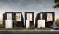 Innovative modular townhouses redefine the landscape of minimalist Royalty Free Stock Photo