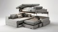 Innovative multi-functional sofa transforms into multiple bed configurations
