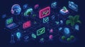 Innovative Neon Icons for Streamlining Customer Service and Technical Support Workflow Processes Effectively