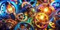 Innovative ProblemSolving A Macro Perspective on Gears and Light Bulbs Symbolizing Breakthrough Ideas and Ingenious Royalty Free Stock Photo