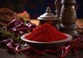 Innovative Product Concepts: Vibrant Bowls of Red Chili Powder Royalty Free Stock Photo