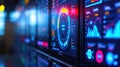 Innovative production control room monitoring system displaying real time data analysis Royalty Free Stock Photo