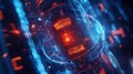 Innovative quantum computing core processing data in futuristic server room