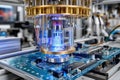 Innovative quantum computing system on a printed circuit board in a research lab Royalty Free Stock Photo