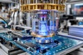 Innovative quantum computing system on a printed circuit board in a research lab Royalty Free Stock Photo