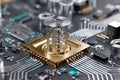 Innovative quantum processor on a circuit board showcases advanced technology development Royalty Free Stock Photo