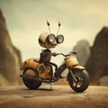 Innovative Quantumpunk Robot Motorcycle With Cute Ant Rider