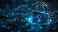 Innovative representation of quantum encryption with a digital lock symbolizing security threats and solutions in