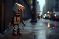 Innovative Robot character on street. Generate Ai