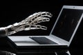 Innovative Robot hand laptop system. Generate Ai Royalty Free Stock Photo