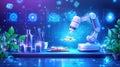Innovative robotic chef creating sustainable culinary delights in a futuristic kitchen