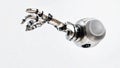 Innovative robotic hand with intricate design showcasing advanced artificial intelligence technology in a neutral background Royalty Free Stock Photo