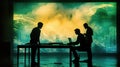 Innovative scientists collaborating in futuristic office environment