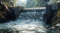 Innovative small scale hydropower system with flowing water and greenery