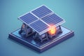 Innovative Solar panel energy house isometric. Generate Ai