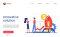 Innovative solution, creative business idea vector illustration, cartoon flat website interface design with starting Royalty Free Stock Photo