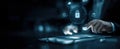 The innovative tablet displaying digital security icons and privacy features..AI generated image Royalty Free Stock Photo