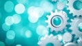 Innovative Teal Engineering Smiling Gears Floating Orbs and Collaborative Precision Royalty Free Stock Photo