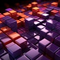 Innovative Tech Background with Neatly Constructed Glossy Cubes in Violet and Orange. Perfect for Web Design.