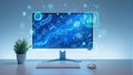 Innovative Tech Display: Future of Workstation Royalty Free Stock Photo