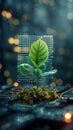 Innovative tech plant sprouts from computer, representing digital growth