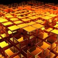 Innovative Tech Wallpaper with Neatly Aligned Glossy Cubes in Orange and Yellow. Perfect for Web Design.