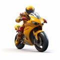 Innovative Techniques: Creating A Dynamic Yellow Motorcycle For Game Character Royalty Free Stock Photo
