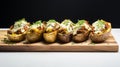 Innovative Techniques: Five Stuffed Potatoes With A Cinematic Look Royalty Free Stock Photo