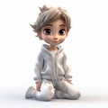 Innovative Techniques For Sculpting Cartoonish 3d Anime Child In White Pajamas