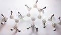 Innovative translucent firefly zinc and bisabolol molecules displayed creatively on a white background Royalty Free Stock Photo