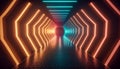 Innovative Tunnel Design, Cyber-Futuristic Energy, Laser and Fluorescent Lighting, Generative AI